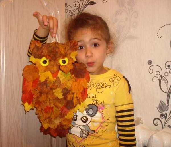 Поделка Сова Из Листьев В Пакете Фото